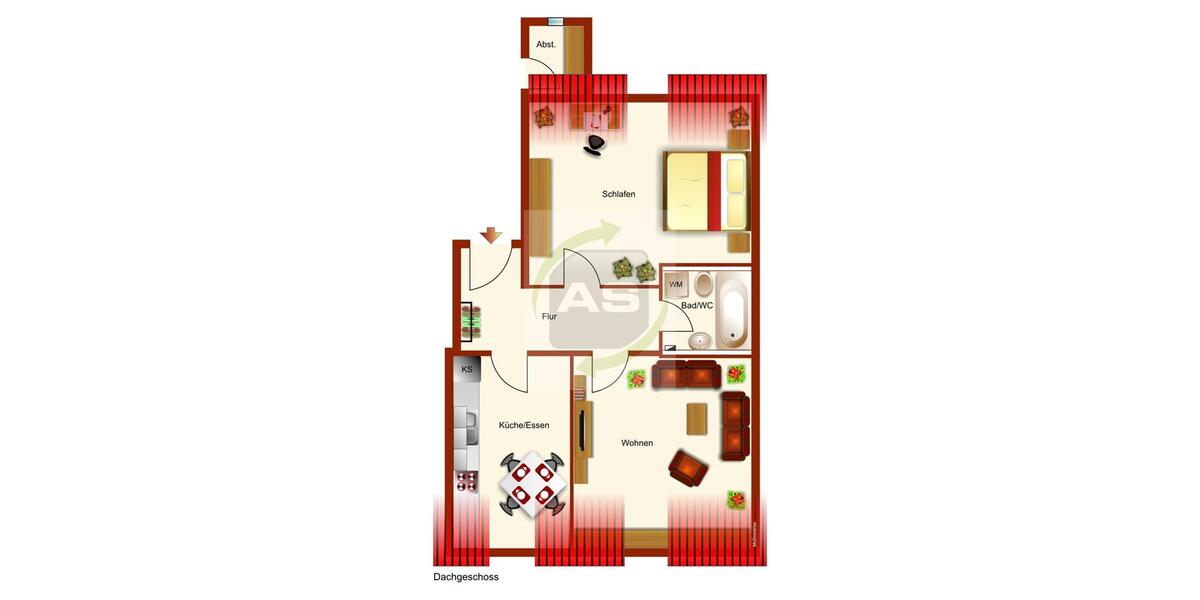 Dachgeschoßwohnung Zwickau - 2 Zimmer, 67 m&sup2;, 299&euro; | Angebot:22591340