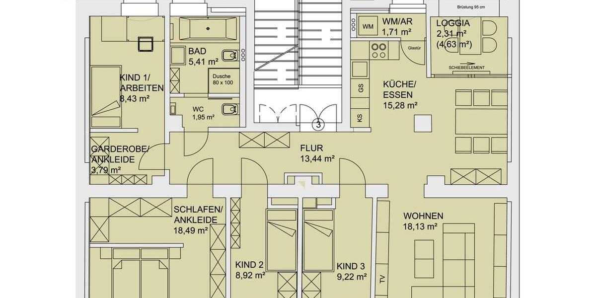 Etagenwohnung Zwickau Zwickau-Nord - 5 Zimmer, 107 m&sup2;, 980&euro; | Angebot:24478234