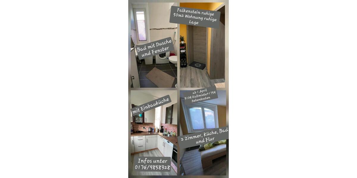Erdgeschoßwohnung Falkenstein/Vogtland Vogtland - 2 Zimmer, 50 m&sup2;, 485&euro; | Angebot:25830294