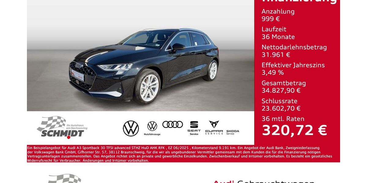 Audi A3 9.191 km 31.975 &euro; Bernsdorf 09337