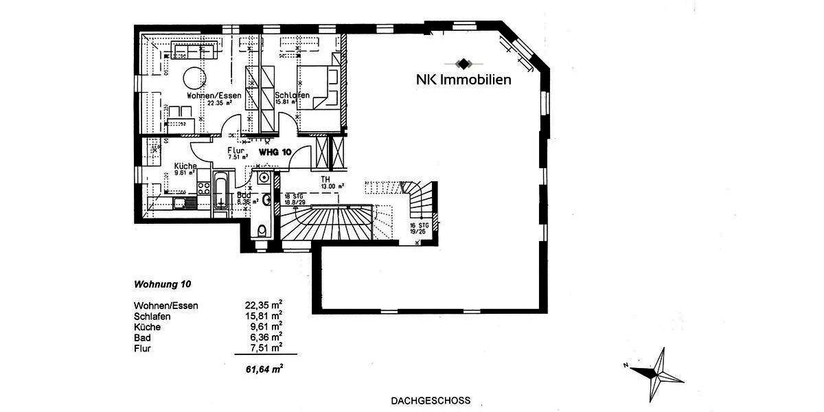 Dachgeschoßwohnung Zwickau - 2 Zimmer, 62 m&sup2;, 305&euro; | Angebot:26681037