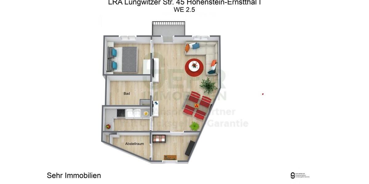 Etagenwohnung Hohenstein-Ernstthal Ernstthal - 2 Zimmer, 55 m&sup2;, 442&euro; | Angebot:17414457
