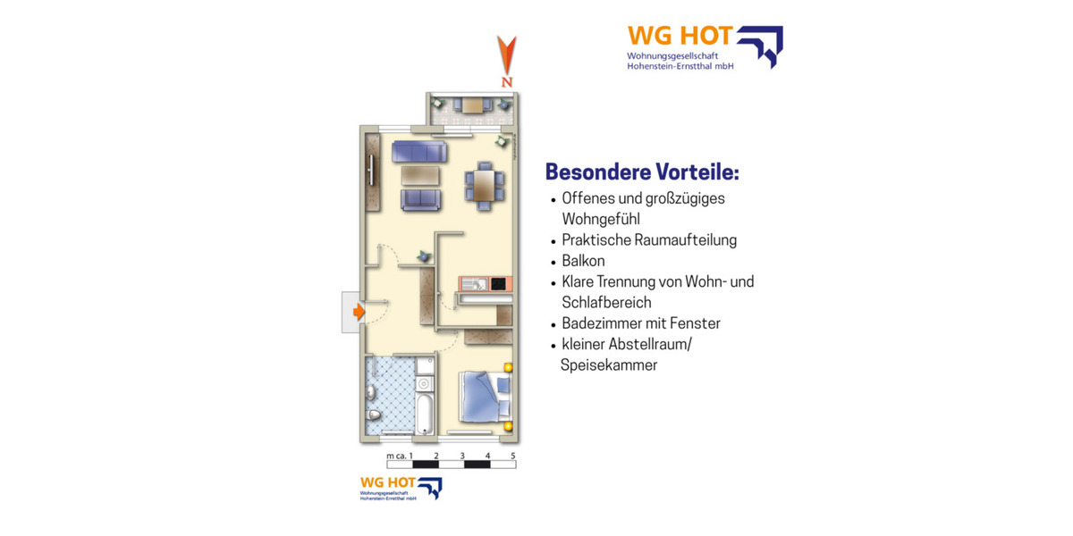 Erdgeschoßwohnung Hohenstein-Ernstthal Ernstthal - 3 Zimmer, 70 m&sup2;, 550&euro; | Angebot:23133952