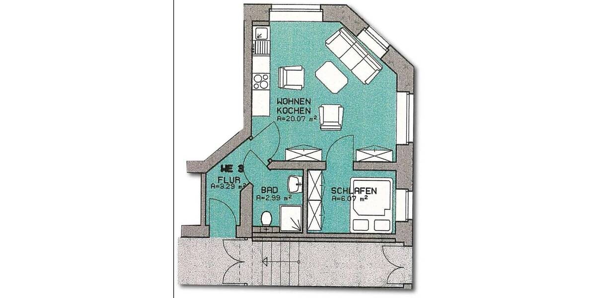 Etagenwohnung Zwickau Pölbitz - 1 Zimmer, 32 m&sup2;, 31.000&euro; | Angebot:25707441