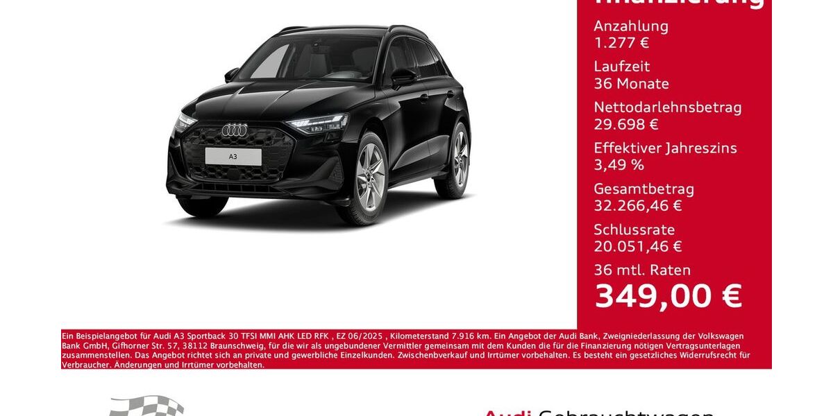 Audi A3 7.916 km 30.975 &euro; Bernsdorf 09337
