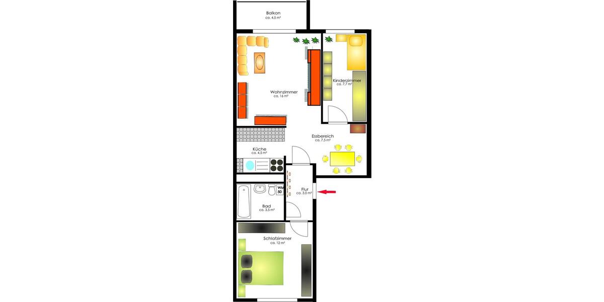 Etagenwohnung Hohenstein-Ernstthal Ernstthal - 3 Zimmer, 56 m&sup2;, 338&euro; | Angebot:23848566