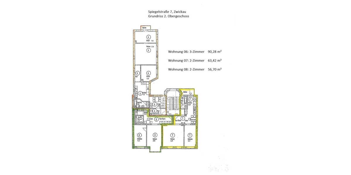 Etagenwohnung Zwickau Bahnhofsvorstadt - 3 Zimmer, 90 m&sup2;, 550&euro; | Angebot:26695006