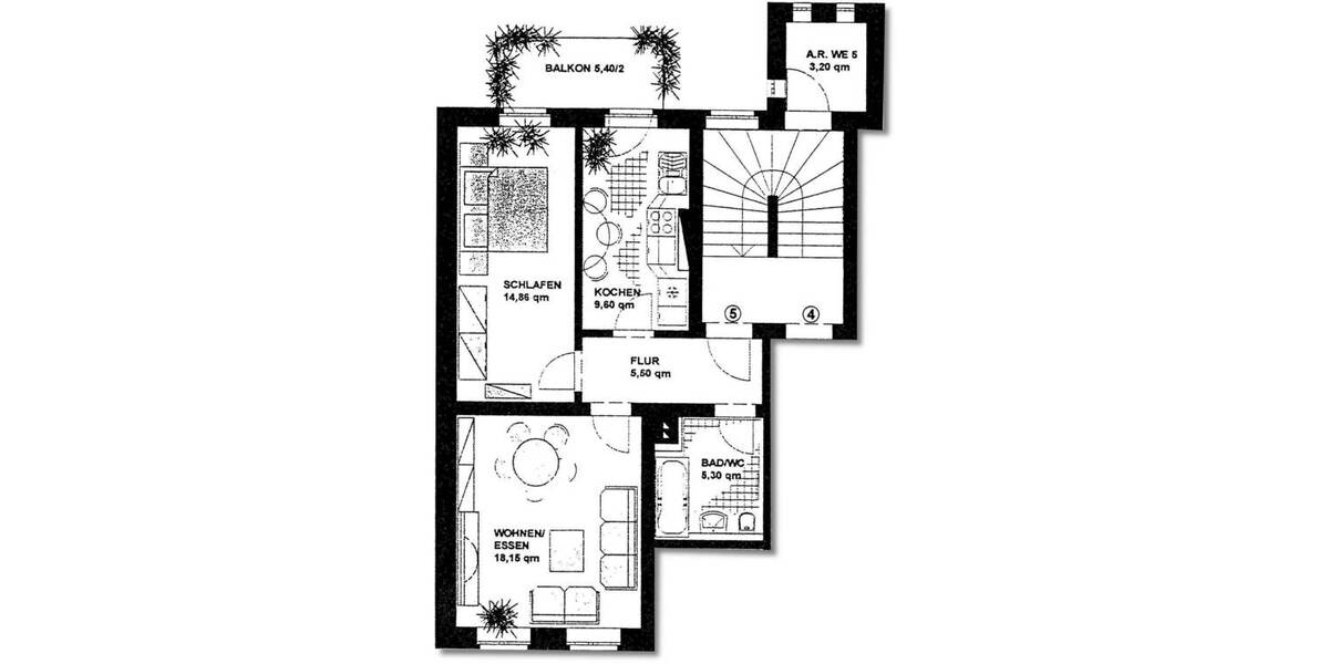 Etagenwohnung Zwickau Marienthal - 2 Zimmer, 56 m&sup2;, 335&euro; | Angebot:25707406