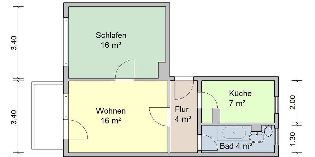 Etagenwohnung Zwickau Eckersbach - 2 Zimmer, 49 m&sup2;, 343&euro; | Angebot:25733943