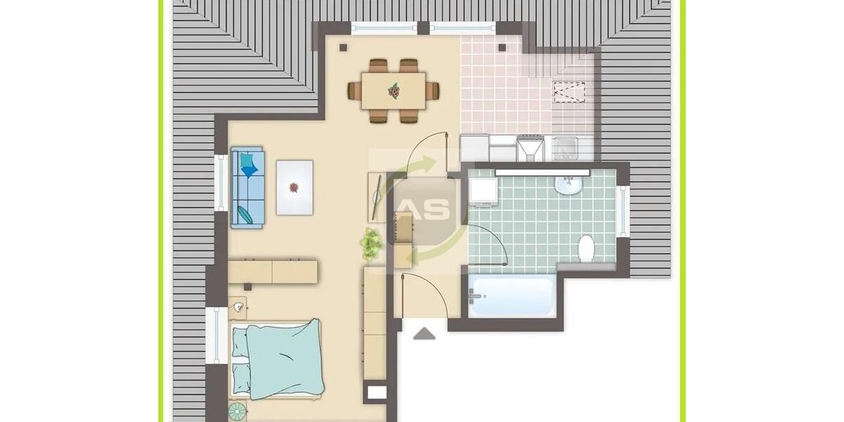 Dachgeschoßwohnung Zwickau - 1 Zimmer, 38 m&sup2;, 240&euro; | Angebot:25267482