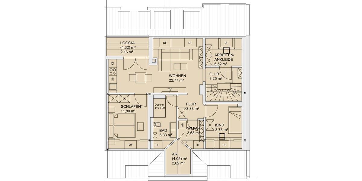 Dachgeschoßwohnung Zwickau Zwickau-Nord - 3 Zimmer, 71 m&sup2;, 705&euro; | Angebot:23768182