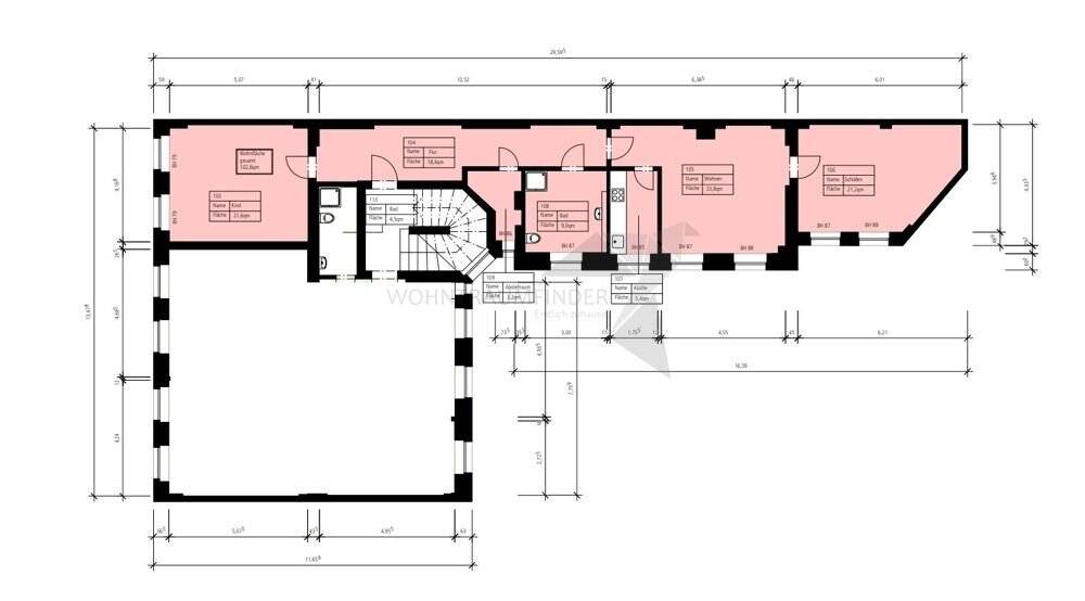 Etagenwohnung Zwickau Innenstadt - 3 Zimmer, 102 m&sup2;, 515&euro; | Angebot:25681374