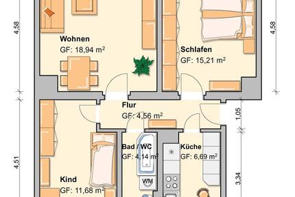 Wohnung Werdau - 3 Zimmer, 59 m&sup2;, 324&euro; | Angebot:24692955