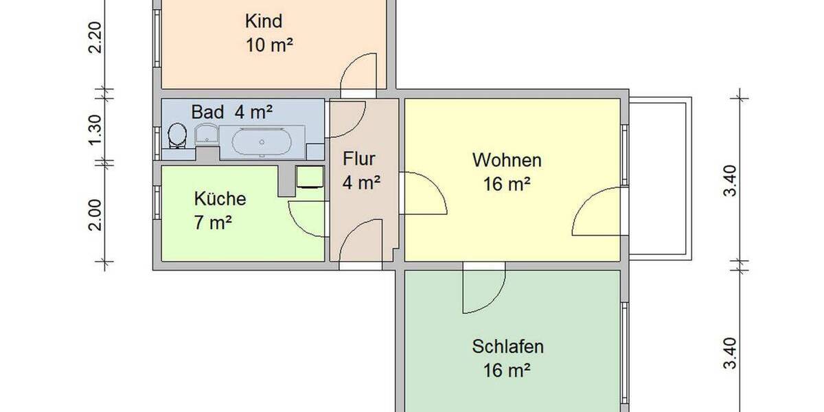 Etagenwohnung Zwickau Eckersbach - 3 Zimmer, 60 m&sup2;, 390&euro; | Angebot:25733944