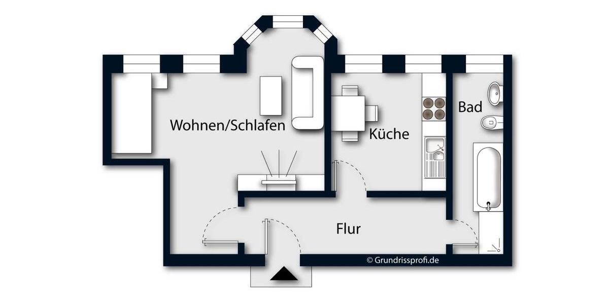 Etagenwohnung Limbach-Oberfrohna Oberfrohna - 1 Zimmer, 44 m&sup2;, 220&euro; | Angebot:25959626