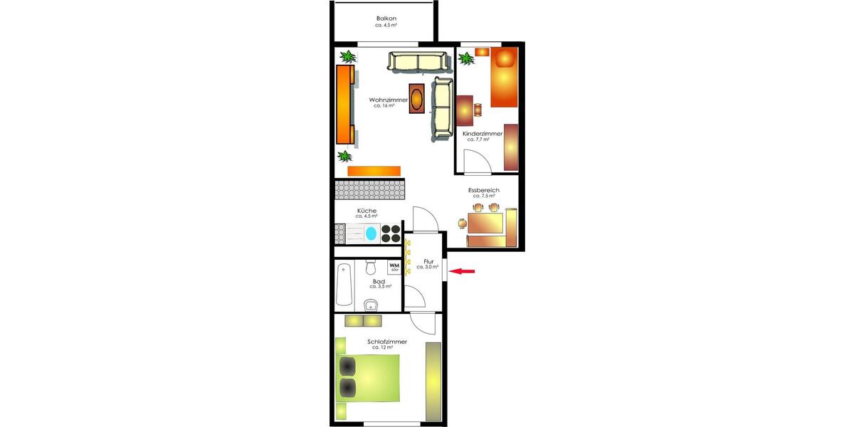 Etagenwohnung Oberlungwitz - 3 Zimmer, 56 m&sup2;, 316&euro; | Angebot:24662158