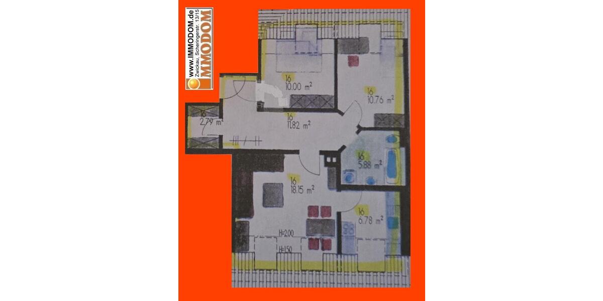 Dachgeschoßwohnung Zwickau Zwickau-Nord - 3 Zimmer, 66 m&sup2;, 380&euro; | Angebot:22307045