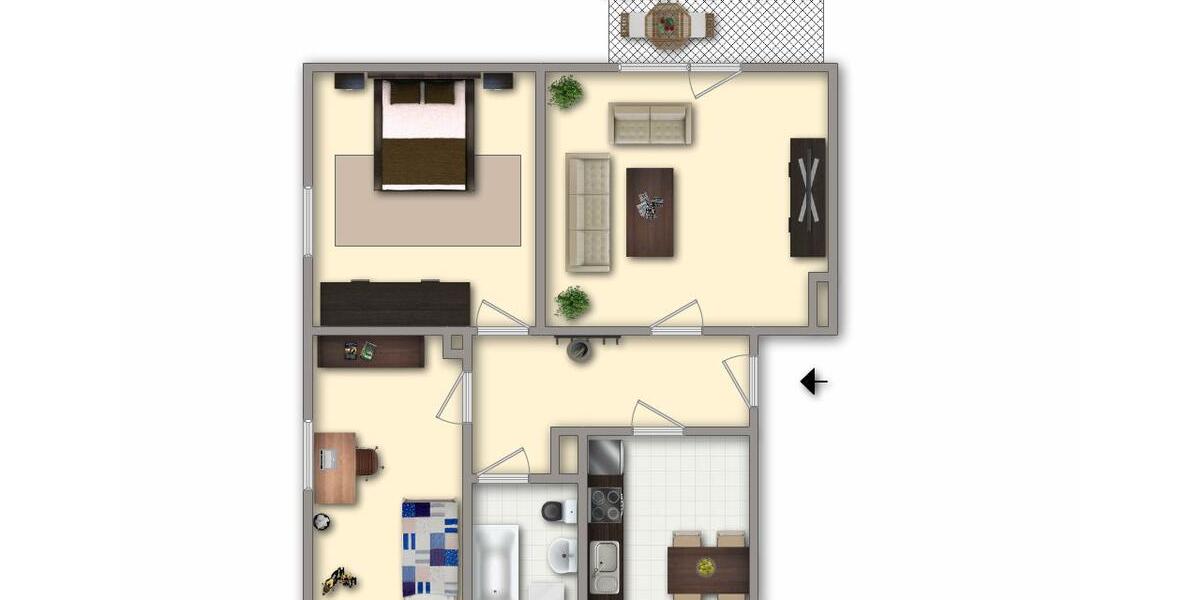 Erdgeschoßwohnung Zwickau - 3 Zimmer, 69 m&sup2;, 390&euro; | Angebot:25867452
