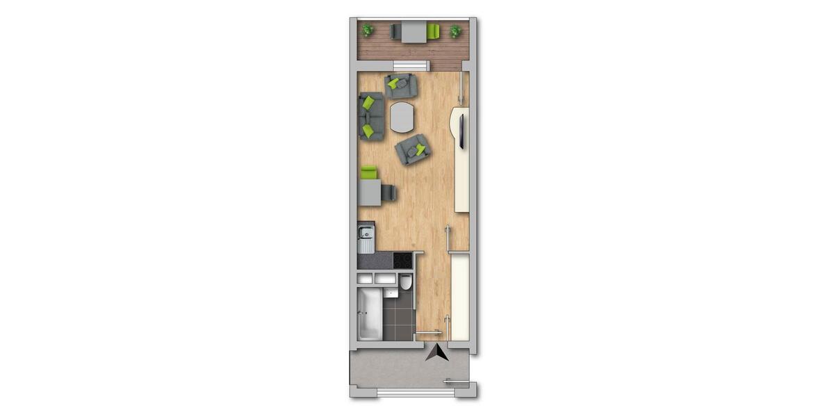 Erdgeschoßwohnung Crimmitschau - 1 Zimmer, 30 m&sup2;, 178&euro; | Angebot:19444132