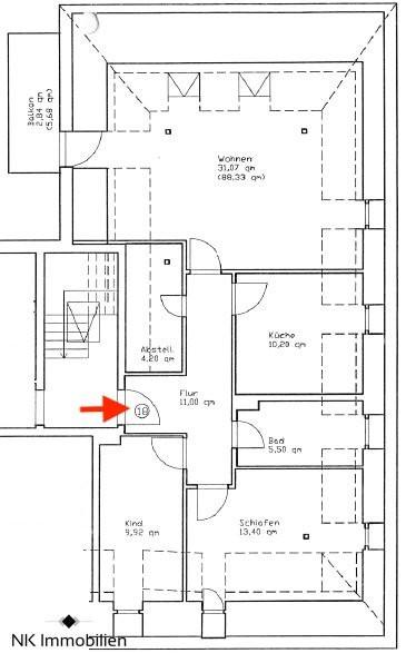 Dachgeschoßwohnung Zwickau - 3 Zimmer, 88 m&sup2;, 560&euro; | Angebot:25945689