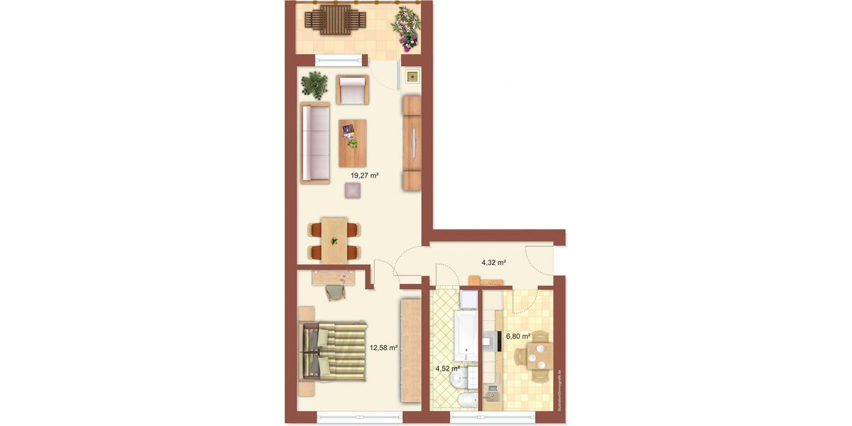 Erdgeschoßwohnung Limbach-Oberfrohna Oberfrohna - 2 Zimmer, 50 m&sup2;, 280&euro; | Angebot:24598530