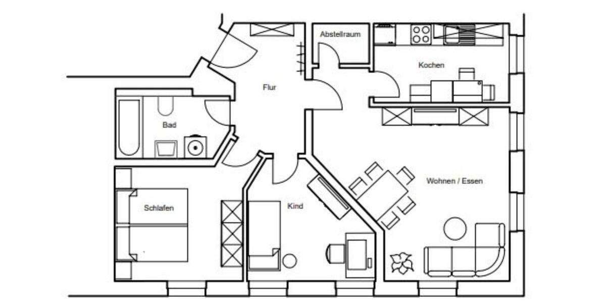 Etagenwohnung Glauchau - 3 Zimmer, 68 m&sup2;, 374&euro; | Angebot:23137907