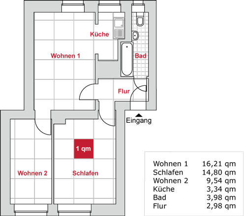 Etagenwohnung Zwickau Pölbitz - 3 Zimmer, 51 m&sup2;, 335&euro; | Angebot:26319678
