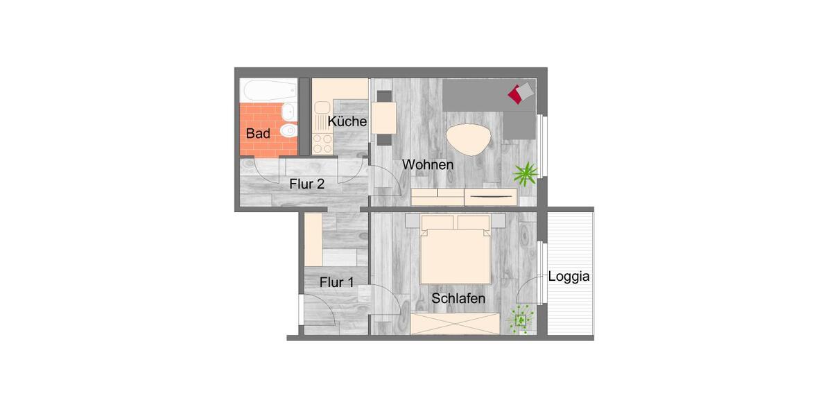 Etagenwohnung Zwickau Neuplanitz - 2 Zimmer, 54 m&sup2;, 362&euro; | Angebot:19880847