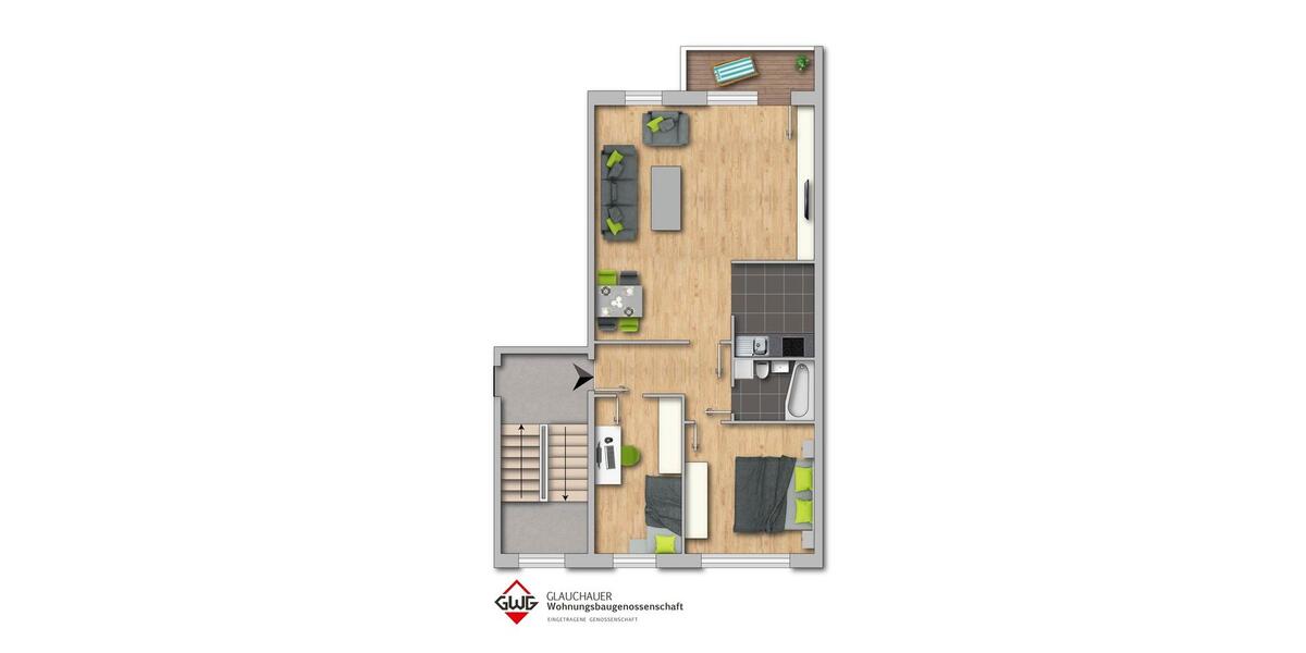 Etagenwohnung Glauchau - 3 Zimmer, 67 m&sup2;, 400&euro; | Angebot:24680366