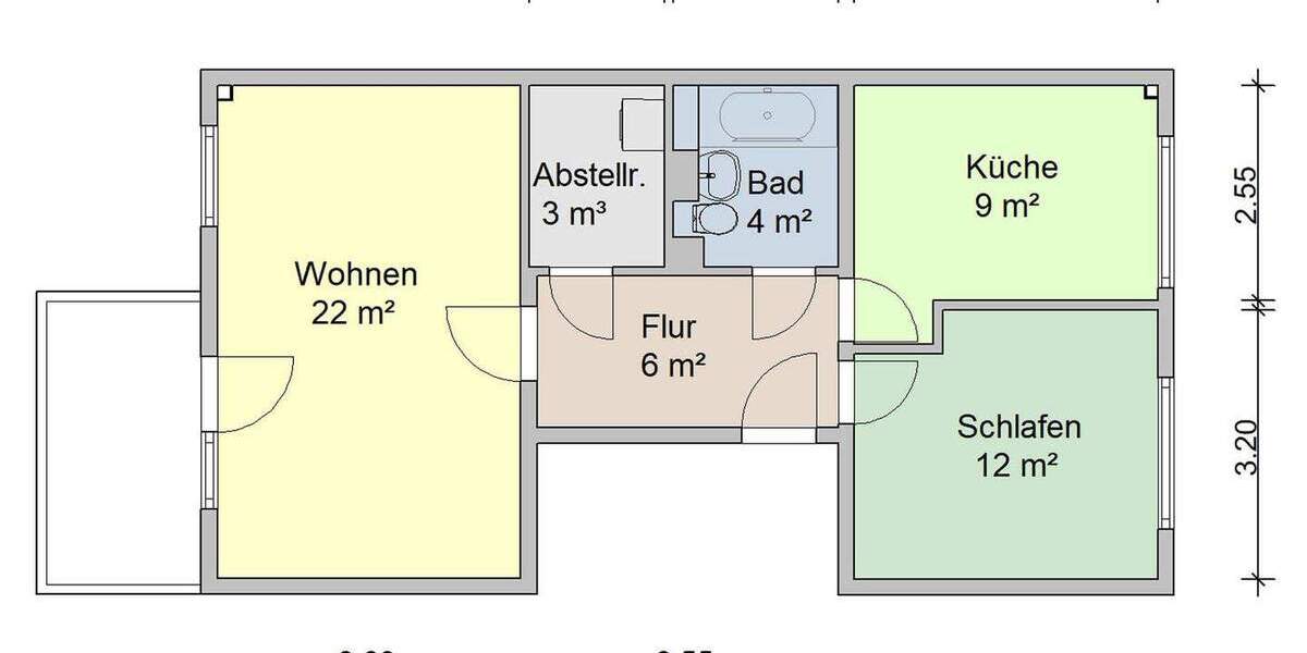 Etagenwohnung Zwickau Eckersbach - 2 Zimmer, 59 m&sup2;, 325&euro; | Angebot:25676696