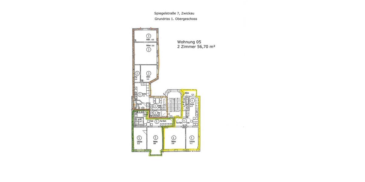 Etagenwohnung Zwickau Bahnhofsvorstadt - 2 Zimmer, 56 m&sup2;, 299&euro; | Angebot:25927963