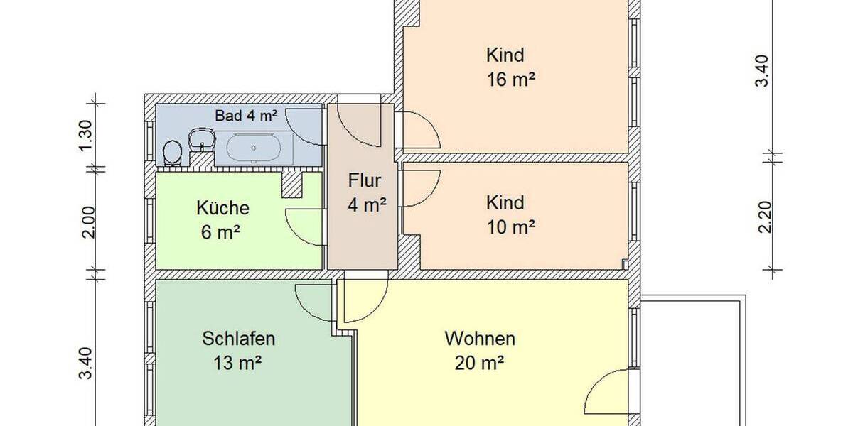 Etagenwohnung Zwickau Eckersbach - 4 Zimmer, 75 m&sup2;, 563&euro; | Angebot:25845859