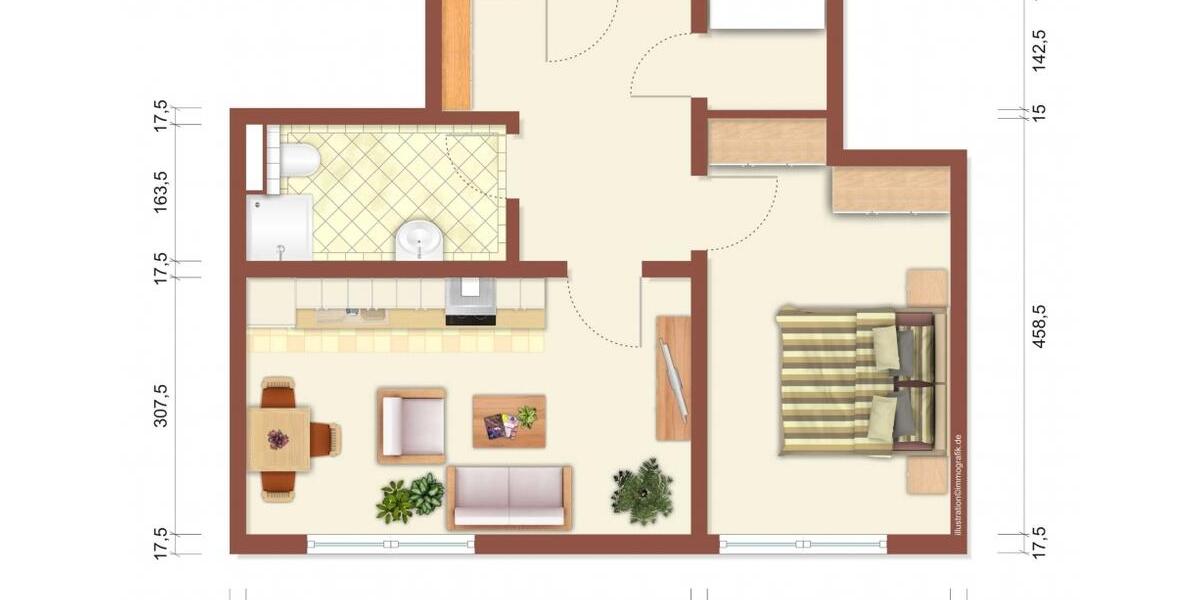 Etagenwohnung Limbach-Oberfrohna Oberfrohna - 2 Zimmer, 46 m&sup2;, 270&euro; | Angebot:25569447