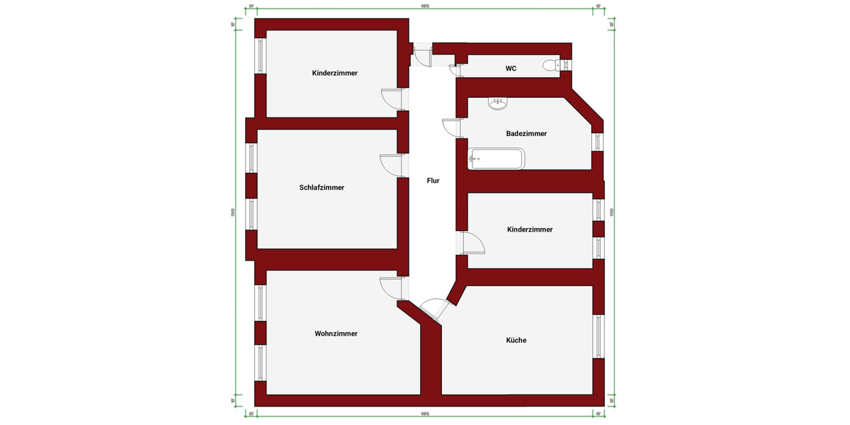 Etagenwohnung Aue - 4 Zimmer, 95 m&sup2;, 414&euro; | Angebot:25774756