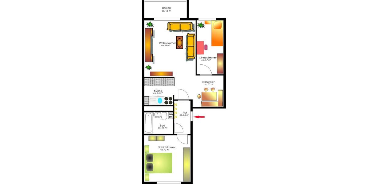 Etagenwohnung Hohenstein-Ernstthal Ernstthal - 3 Zimmer, 56 m&sup2;, 321&euro; | Angebot:25857022