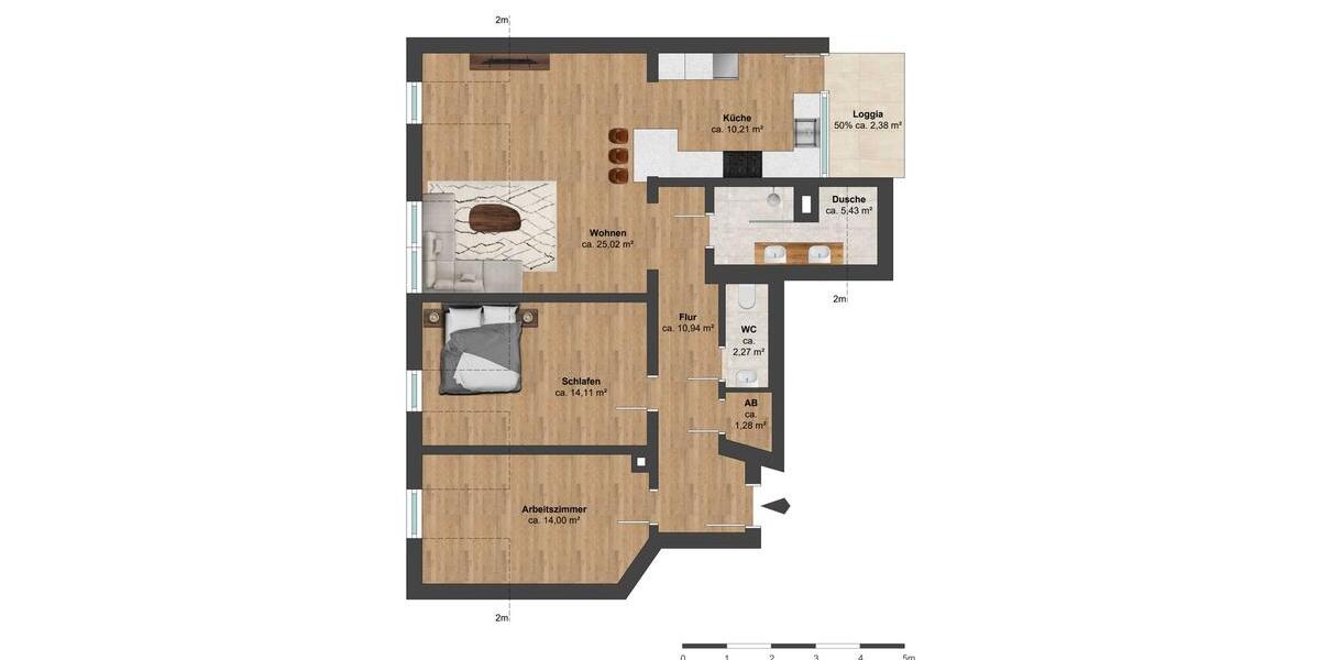 Etagenwohnung Zwickau Zwickau-Nord - 3 Zimmer, 89 m&sup2;, 1.500&euro; | Angebot:25962413