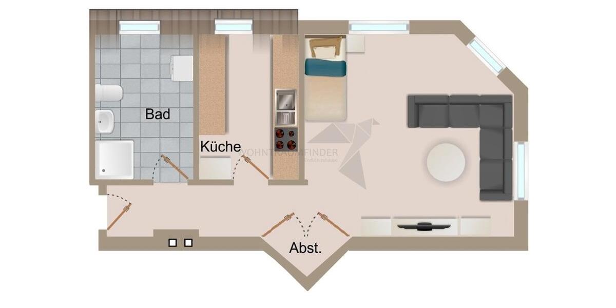 Dachgeschoßwohnung Zwickau - 1 Zimmer, 40 m&sup2;, 244&euro; | Angebot:24826095