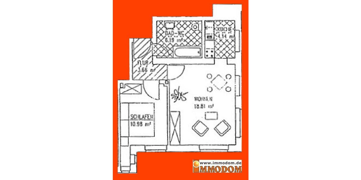 Etagenwohnung Zwickau - 2 Zimmer, 44 m&sup2;, 260&euro; | Angebot:25255007