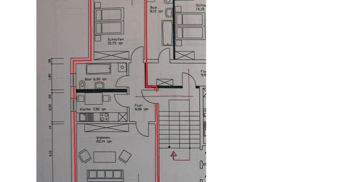 Etagenwohnung Limbach-Oberfrohna Oberfrohna - 2 Zimmer, 64 m&sup2;, 448&euro; | Angebot:25273614