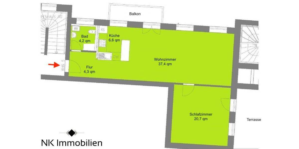 Etagenwohnung Zwickau Innenstadt - 2 Zimmer, 83 m&sup2;, 800&euro; | Angebot:25820188