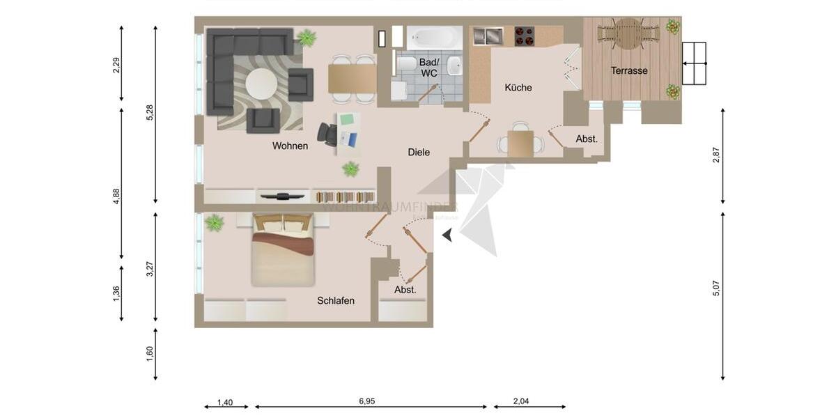 Erdgeschoßwohnung Zwickau - 2 Zimmer, 73 m&sup2;, 444&euro; | Angebot:26262078