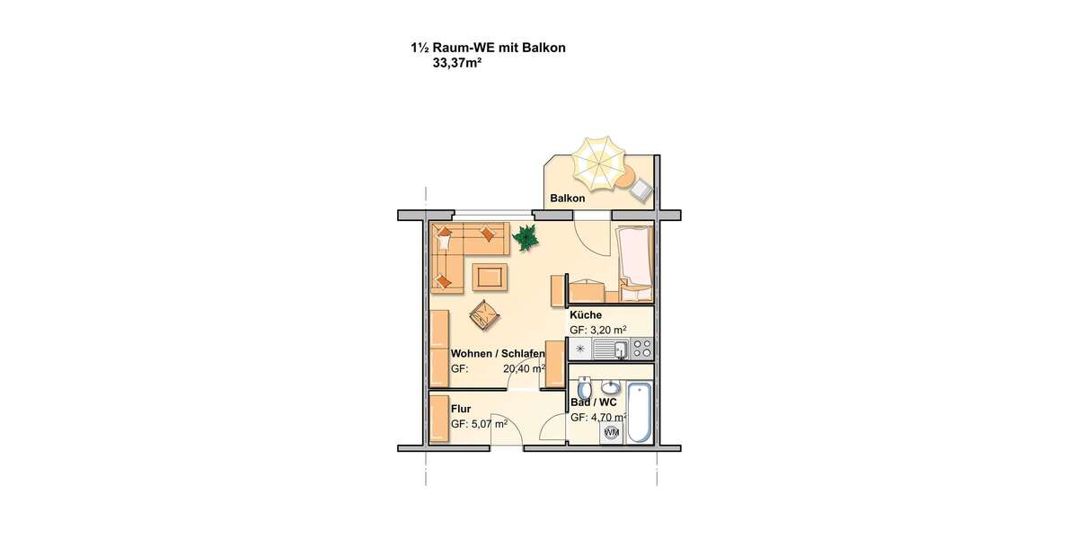 Etagenwohnung Werdau Werdau, Stadt - 1 Zimmer, 33 m&sup2;, 200&euro; | Angebot:26020723