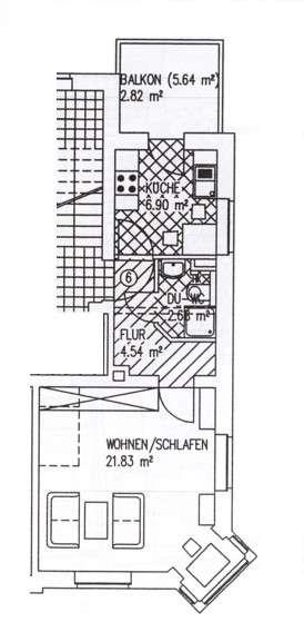 Etagenwohnung Zwickau Zwickau-Nord - 1 Zimmer, 39 m&sup2;, 250&euro; | Angebot:24589895
