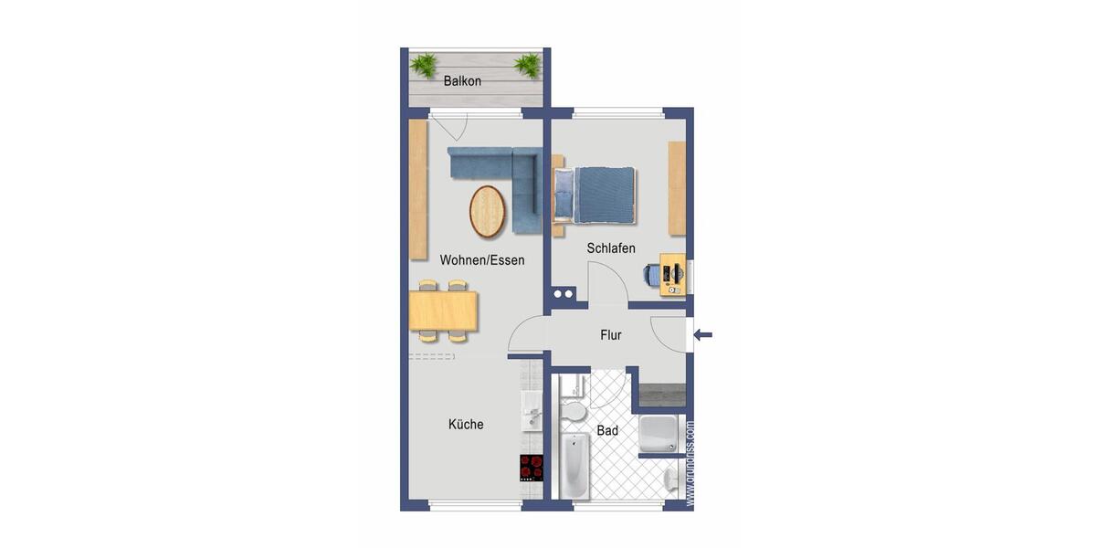 Etagenwohnung Zwickau Auerbach - 2 Zimmer, 64 m&sup2;, 480&euro; | Angebot:22154221