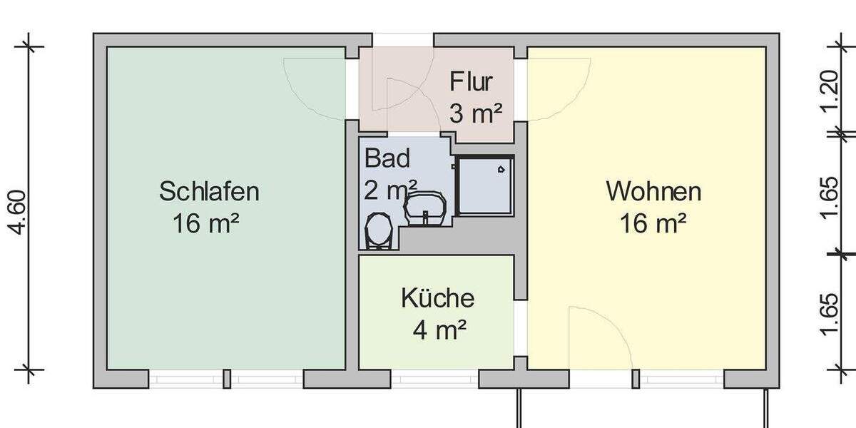 Etagenwohnung Zwickau Eckersbach - 2 Zimmer, 43 m&sup2;, 301&euro; | Angebot:25668568