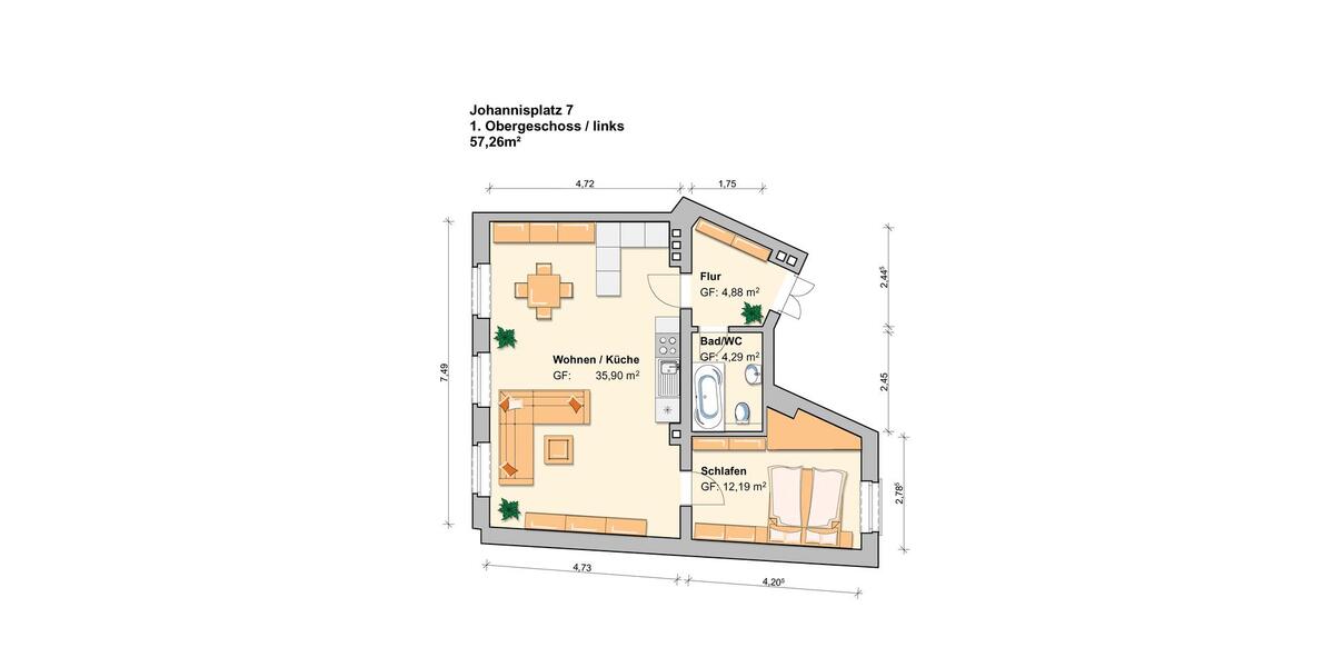 Etagenwohnung Werdau - 2 Zimmer, 57 m&sup2;, 290&euro; | Angebot:24953427