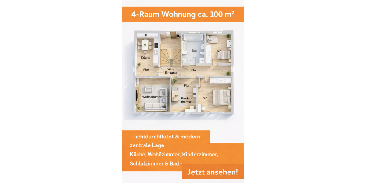 Etagenwohnung Zwickau - 4 Zimmer, 95 m&sup2;, 650&euro; | Angebot:25052648