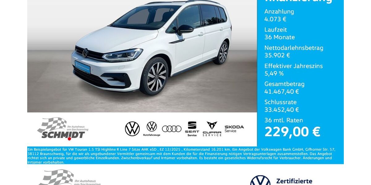 VW Touran 16.201 km 39.975 &euro; Bernsdorf 09337