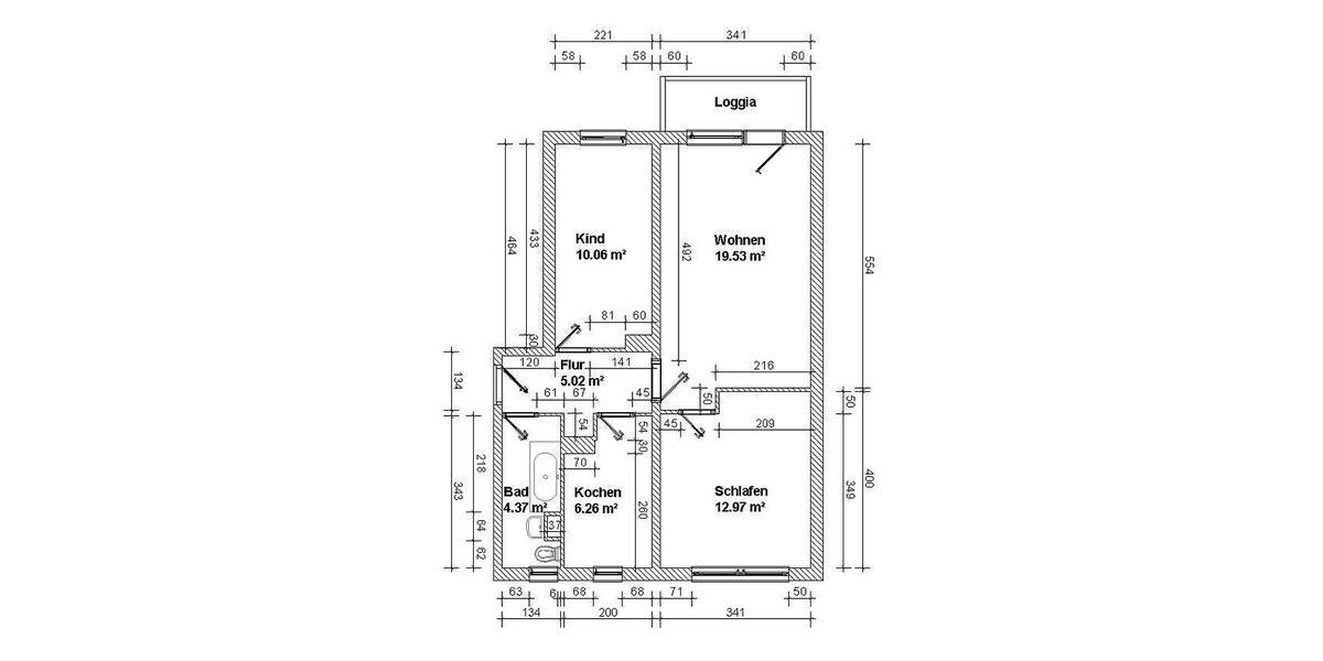 Etagenwohnung Wilkau-Haßlau Haßlau - 3 Zimmer, 62 m&sup2;, 390&euro; | Angebot:25779708