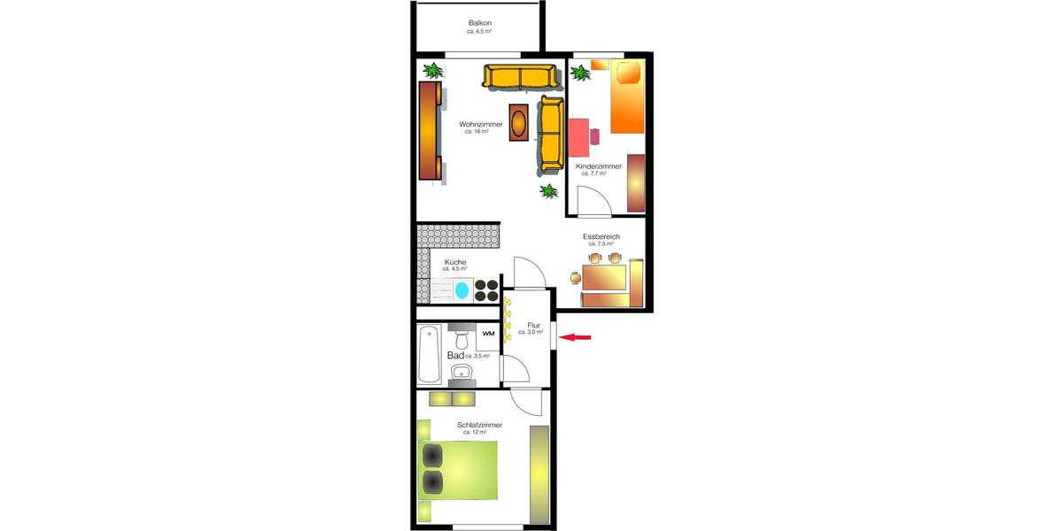 Etagenwohnung Hohenstein-Ernstthal Ernstthal - 3 Zimmer, 56 m&sup2;, 376&euro; | Angebot:24781253